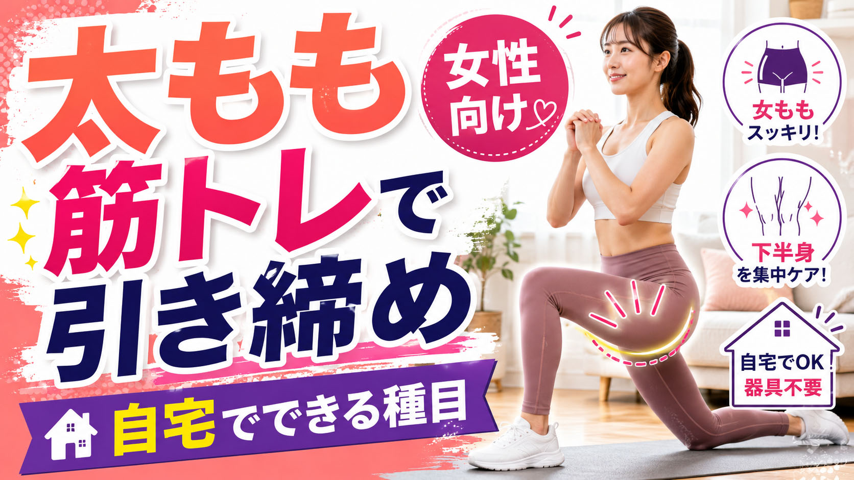 太もも筋トレで引き締め【女性向け】自宅でできる種目を均整術師が解説
